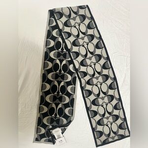 Coach Black and Gray Geometric unisex scarf